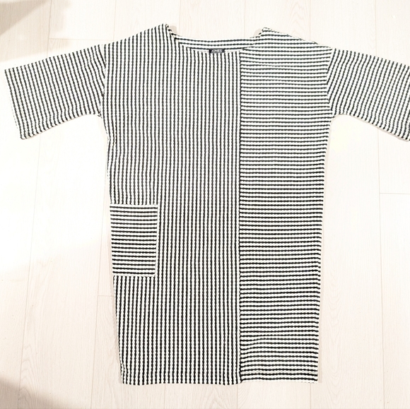 Sz L Jones New York Checked Oversize Boatneck Midi Dress Lagenlook - Picture 10 of 13